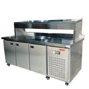 Balcão Condimentadora Refrigerado 3 Portas Cegas